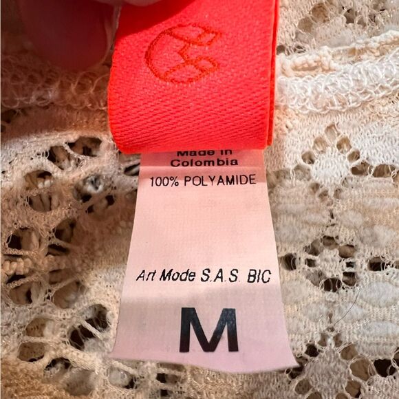 Boho Crochet Kimono Robe Cover-Up Cream Lace Sheer Beach Resort M Maaji Anthro - Picture 7 of 9